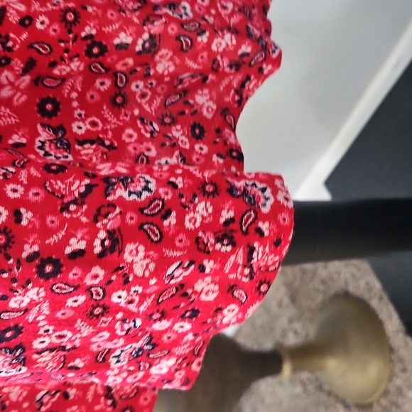 Maurices Red Paisley V-Neck Blouse - Picture 8 of 13